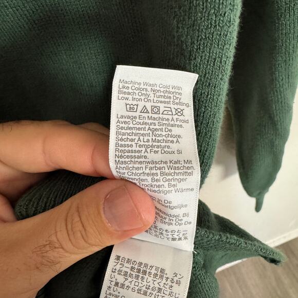 J.Crew Cotton Half-Zip Sweater Mens M Green Pullover Ribbed Trim Zipper BF091 LS - Picture 6 of 7